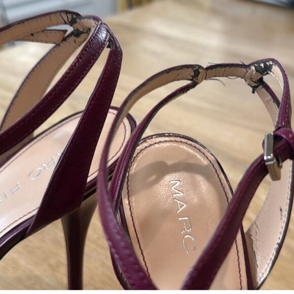 Marc Fisher fuchsia Patent Leather Platform T-Strap Heels Peep Toe - Picture 9 of 14